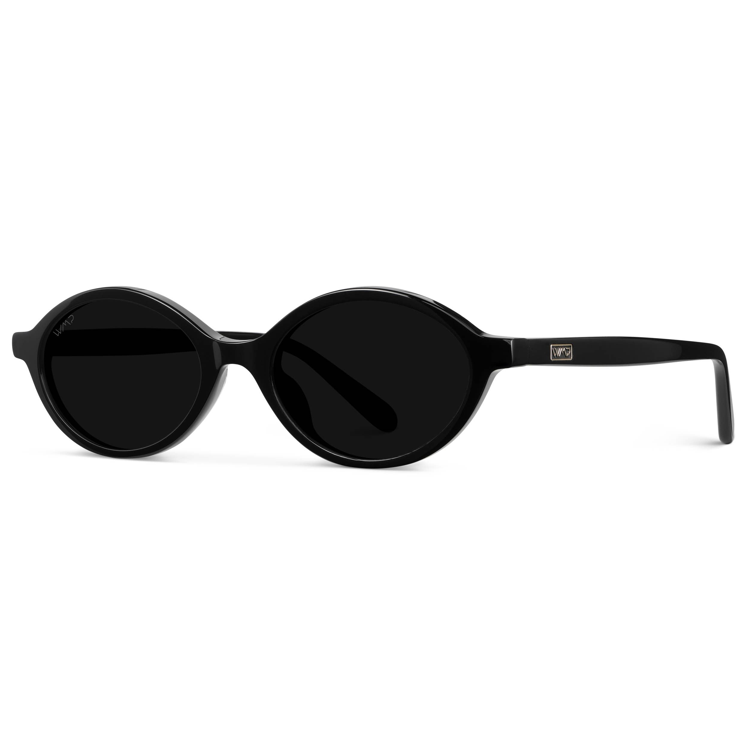 Selene - Women's Non-Polarized Oval Sunglasses: Black / Triple Black Lens
