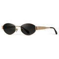 Verona - Small Oval Metal Frame Sunglasses: Gold / Black Lens