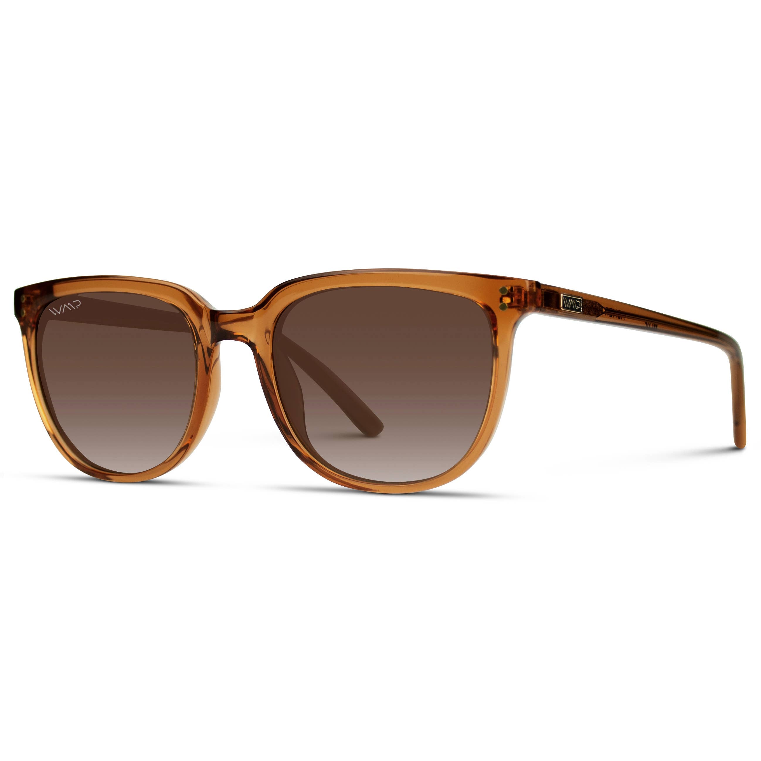 Abner - Unisex Polarized Square Sunglasses: Crystal Brown / Brown Gradient Lens